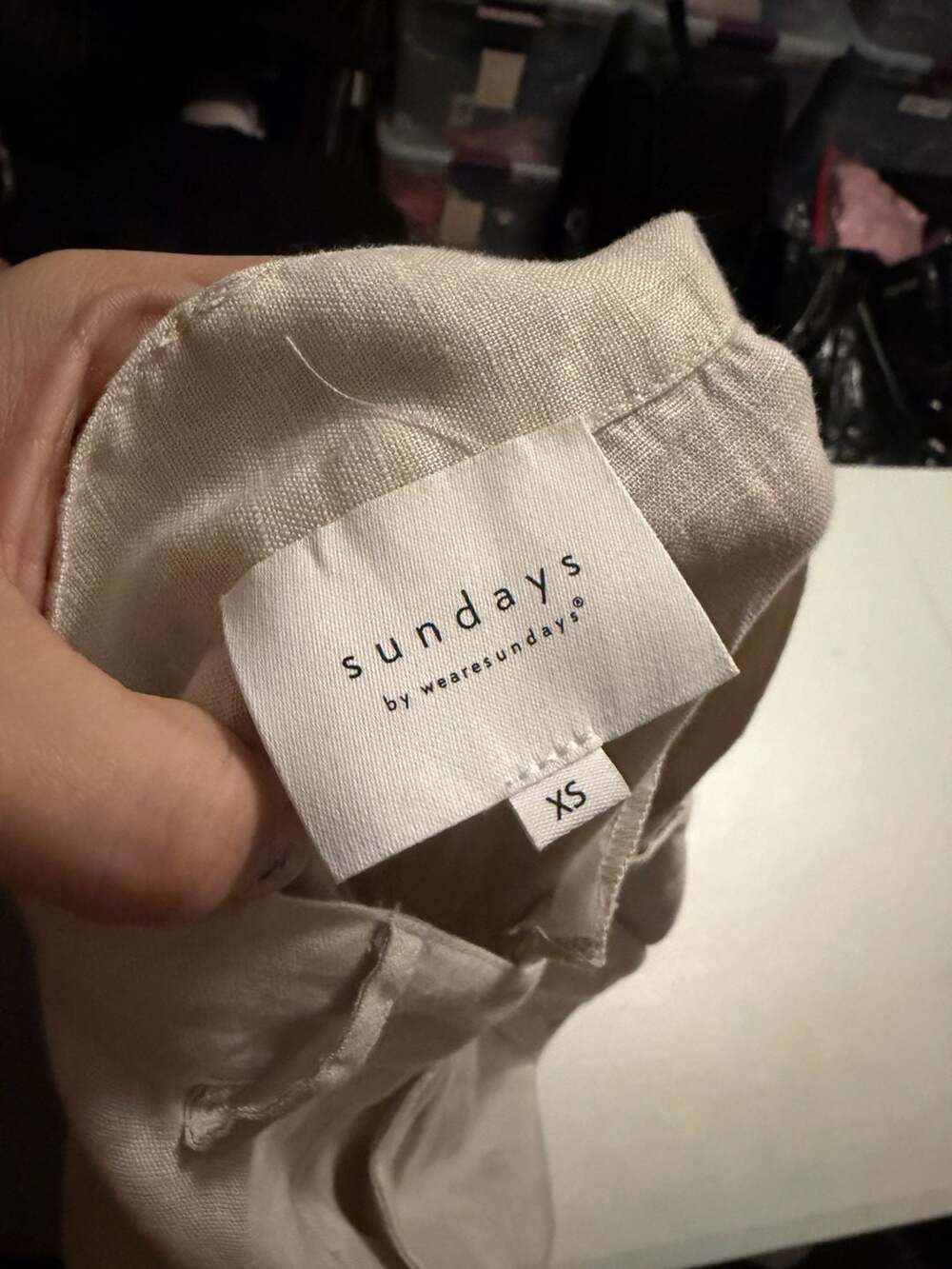 Sundays by We Are Sundays Beige 100% Linen Pleated Wide-Leg Pants XS - Picture 4 of 8